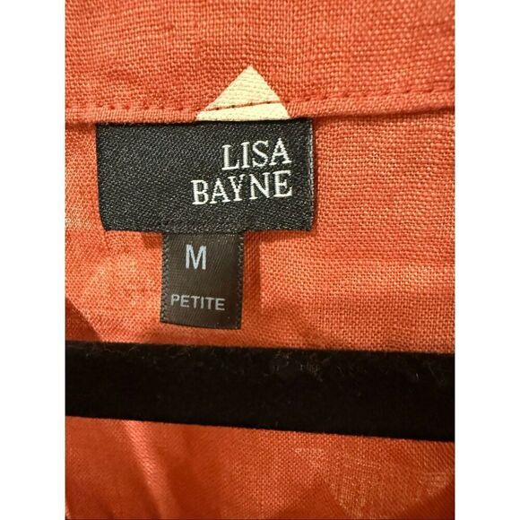 Lisa Bayne rust/orange linen dress lagenlook size Medium Petite - Picture 3 of 8